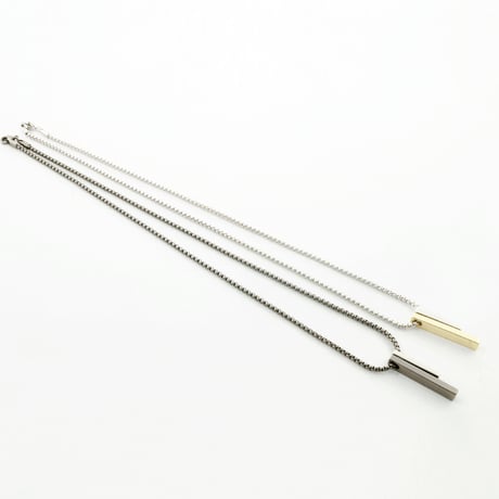 スクエア 2連バー シンプル ネックレス メンズ レディース ユニセックス アクセサリー：MNB170201
