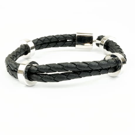 ２連 ２ライン ３リング レザーブレスレット メンズブレスレット メンズアクセサリー ユニセックス アクセサリー：MB140203