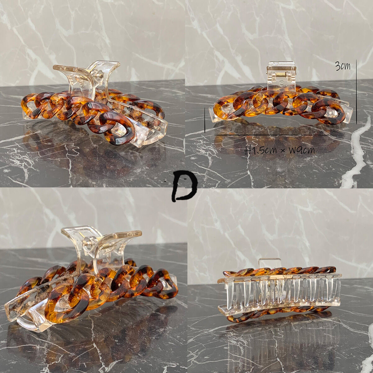 涼しげ 透明 クリア マーメイドチェーン バンスクリップ ヘアクリップ