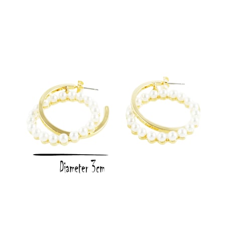 セミサークル サークル パール スタッドピアス フープ ゴールド フェミニン パーティー おしゃれ 人気 レディース アクセサリー：PPS190303
