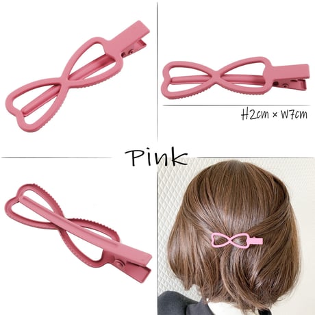 マットカラー リボンモチーフ りぼん Ribbon ヘアクリップ 髪留め 前髪 サイド留め 簡単ヘアアレンジ キッズ 子供 大人可愛い レディース ヘアアクセサリー