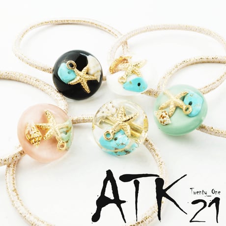 シェル 貝殻 スターフィッシュ シースター ターコイズ ヘアゴム ヘアポニー レディース ヘアアクセサリー：HG170302