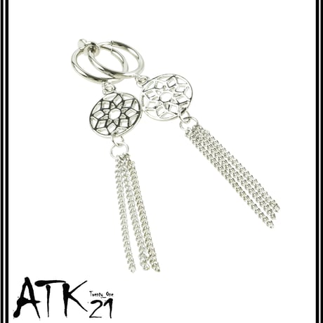 両耳用（2点セット）エスニック 夏アクセ チェーンフリンジ フープ フェイクピアス ノンホール パイプイヤリング メンズ レディース ユニセックス アクセサリー：FP190703