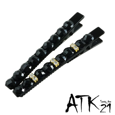ブラック ゴールド シンプル 上品  ヘアクリップ ダッカールクリップ 髪留め レディース きれい目 ヘアアクセサリー