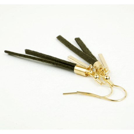 スエード フリンジ タッセル バー フックピアス レディース アクセサリー：PKL160801
