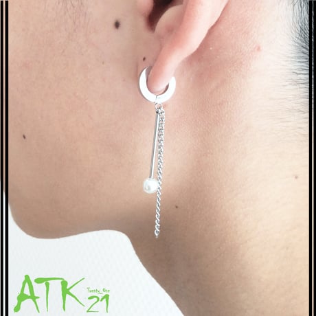 両耳用（2点セット）フープ チェーン バー  18G サージカルステンレスピアス Surgical Steel 316L メンズ レディース ユニセックス アクセサリー：HPS170802