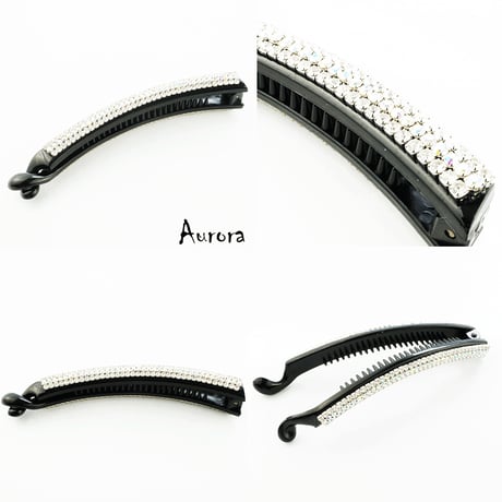 3連 ラインストーン バナナクリップ シンプル 上品 きれい目コーデ 簡単ヘアアレンジ レディース ヘアアクセサリー：BNN170301