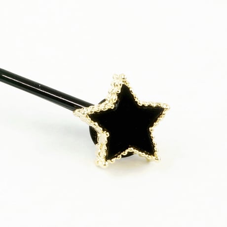 スター 星★☆ モチーフ シェル ヘアピン シンプル ブラック ホワイト ゴールド ヘアアクセサリー：HA161002