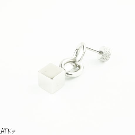 片耳用（1個売り）チェーン スクエアキューブ 16G ステンレスピアス Surgical Steel 316L 軟骨 ボディピアス メンズ レディース ユニセックス アクセサリー：MPS171002