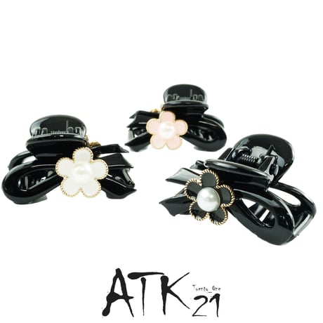 リボンバンス フラワー モチーフ ミニバンスクリップ プチヘアクリップ かわいい レディース ヘアアクセサリー：HBM180502