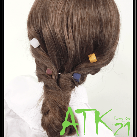 ヘアバトン マーブルカラー スクエア キューブ  さすだけ簡単ヘアアクセ ヘアアレンジ  ハーフアップ アップヘア レディース ヘアアクセサリー：HBN170904