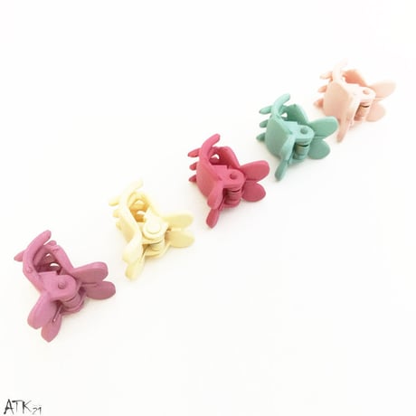 （5個セット） ラビット うさぎ  マット パステルカラー ミニバンスクリップ プチヘアクリップ かわいい キッズ レディース ヘアアクセサリー：HBS171001