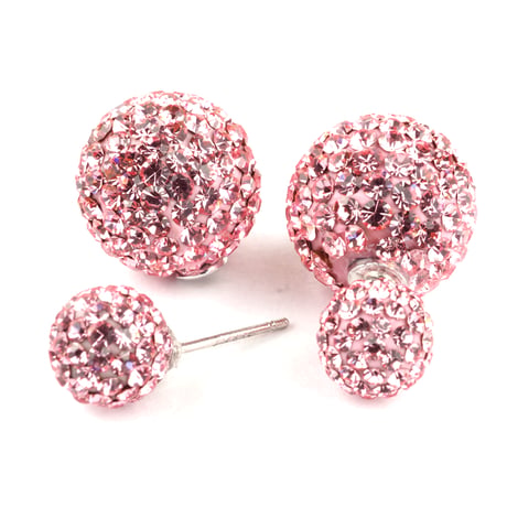 パヴェボールバックキャッチピアス/キラキラカラーボールピアス/スワロフスキーボールピアス