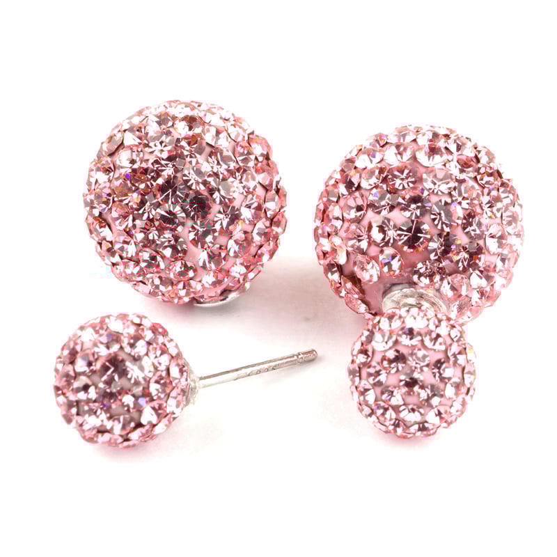 パヴェボールバックキャッチピアス/キラキラカラーボールピアス