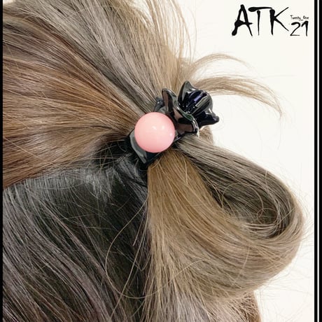 リボン ぷっくりサークル バンスクリップ  程よい大きさ 小さ目 しっかりホールド 髪留め 簡単ヘアアレンジ レディース ヘアアクセサリー