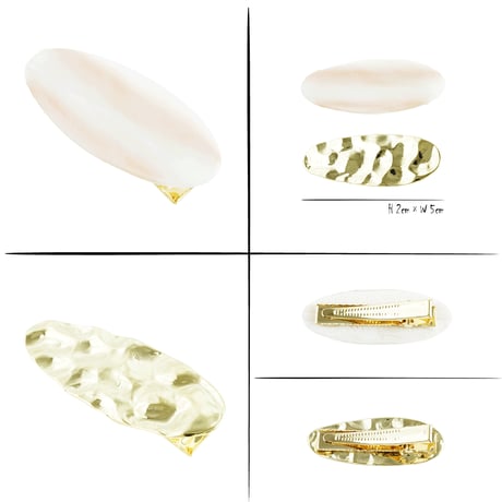 （2点セット）メタルプレート Clearオーバル ヘアクリップ 髪留め 前髪 ポイントアクセ サイド留め 簡単ヘアアレンジ 大人レディ レディース ヘアアクセサリー：HDS190301