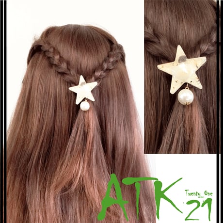 スター シェル 貝殻  パール マリンモチーフ ヘアゴム ヘアポニー レディース ヘアアクセサリー：HG170304