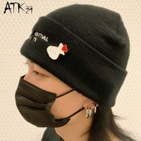 指ハート ピンバッチ バッチ ハート ニット帽 キャップ メンズ レディース ユニセックス アクセサリー
