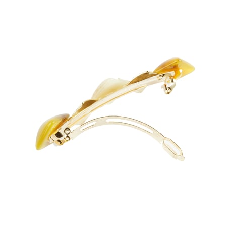 スクエア べっ甲 モチーフバレッタ 上品 リッチ 大人アクセ ヘアクリップ 髪留め 簡単ヘアアレンジ レディース ヘアアクセサリー：HBR180201