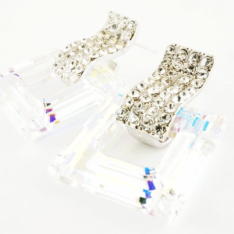 オープン スクエア SWAROVSKI スワロフスキー ピアス オーロラ 豪華 ゴージャス 大人コーデ レディース アクセサリー◇ラッピング無料BOX付◇：PSW1307001