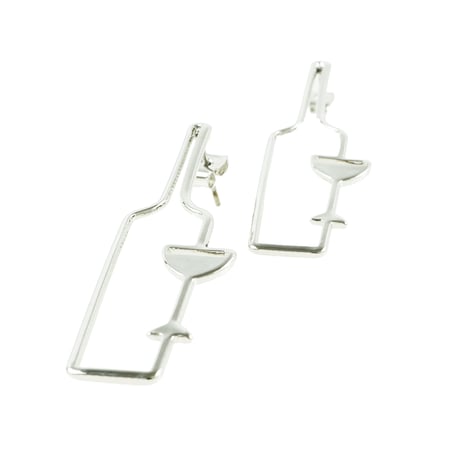 ワインボトル  シャンパングラス  おもしろピアス  スタッドピアス  ユニーク  個性的  メンズ  レディース  ユニセックス  アクセサリー