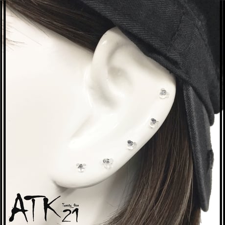 (6点セット）ミッキーモチーフ シークレットピアス 透明ピアス 18G ゴムキャッチ アクリル メンズ レディース ユニセックス アクセサリー：SP190106