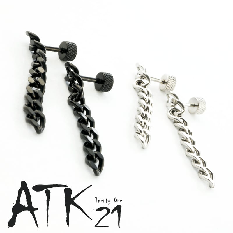 両耳用（2個セット）チェーン 16G サージカルステンレスピアス 軟骨