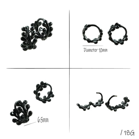 両耳用（2個セット）シンプル  リース シルバー ブラック フープ リング ピアス メンズ レディース ユニセックス アクセサリー