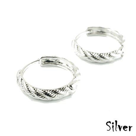 両耳用（Sサイズ2点セット）ツイスト フープピアス シンプル シルバー ゴールド レディース アクセサリー：HPB171204S