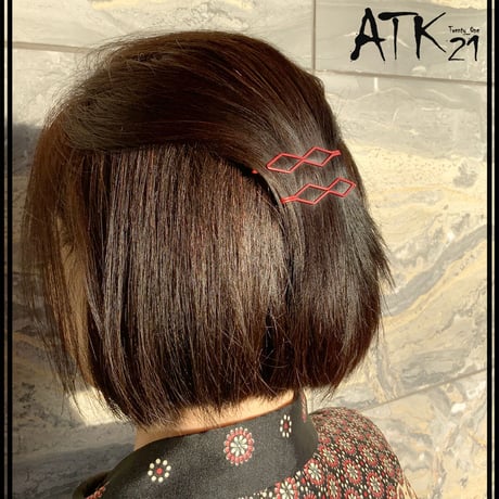 (2点セット)  ダブル ひし形 マットカラー ヘアピンセット シンプル 前髪 髪どめ まとめ髪 ヘアアクセサリー