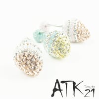 グラデーション カラー へそピアス 16G  パヴェ バナナバーベル ネイブル ボディピアス スワロフスキー サージカルステンレス316L アクセサリー：NP171001