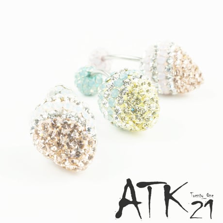 グラデーション カラー へそピアス 16G  パヴェ バナナバーベル ネイブル ボディピアス スワロフスキー サージカルステンレス316L アクセサリー：NP171001