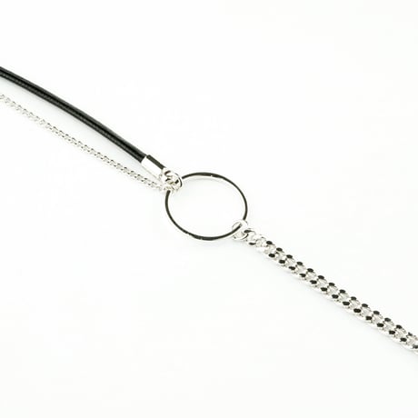 レザー チェーン サークル チャーム タイト ブレスレット シンプル レディース アクセサリー：BR170201