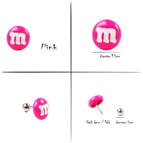 片耳用（1個売り）m＆m’sモチーフボディピアス ステンレス 16G サージカルステンレス316L メンズ レディース ユニセックス アクセサリー：MBS200201L