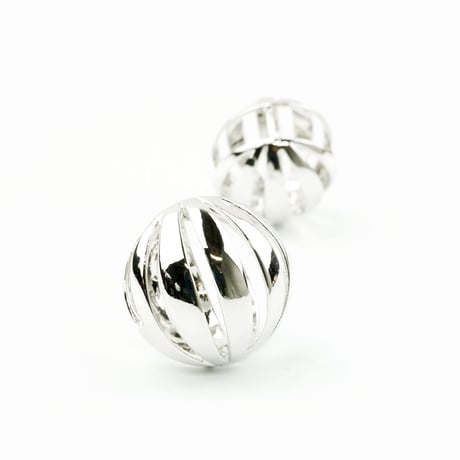 両耳用（2個セット）透かし ストライプ ボール フープピアス 18G シルバー ブラック シンプル 上品 リッチ レディース アクセサリー:HPB170502