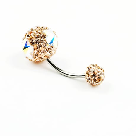 へそピアス 16G パヴェ バナナバーベル ネイブル ボディピアス スワロフスキー サージカルステンレス316L アクセサリー：NP170401