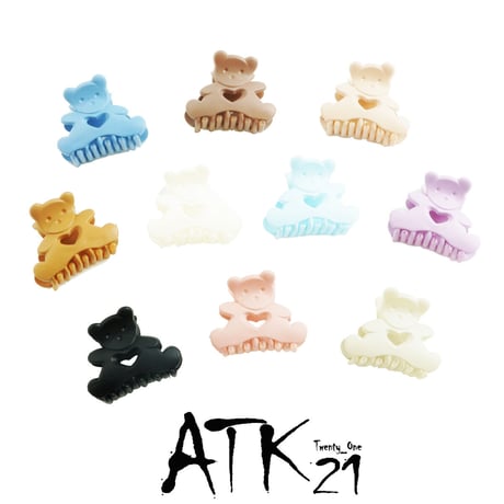Bear くまちゃんcute 可愛い マットカラー バンスクリップ ヘアクリップ しっかりホールド 髪留め 簡単ヘアアレンジ レディース ヘアアクセサリー