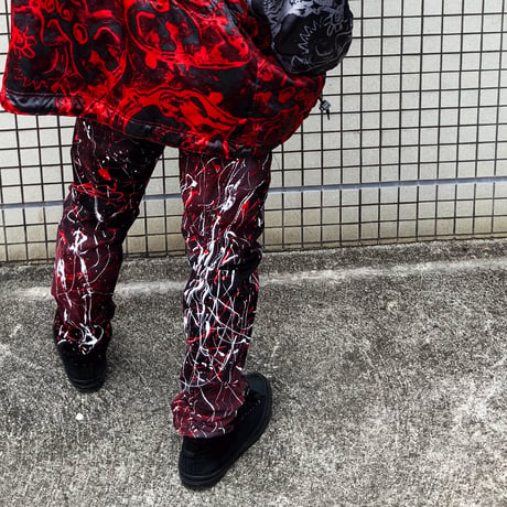 リメイクペイントデニムパンツ デニムパンツ UNIQLO ストレッチセルビッジジーンズ ブラック デニム メンズ ファッション ATK21:RP201001