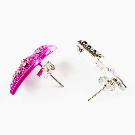 LIP 口紅 唇 リップ アシンメトリー ピアス ラインストーン キラキラ カラー  ゴールド シルバー  レディース  アクセサリー：PAS160201