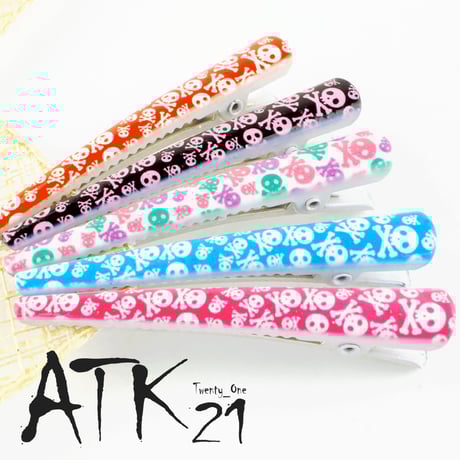 （5本セット)スカルモチーフ ミニクリップ ダッカール くちばしクリップ 前髪 髪留め レディース キッズ ヘアアクセサリー 大人可愛い：HD160309