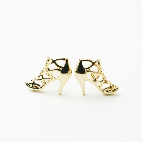 両耳用（2個セット）ショートブーツ メッシュ ブーツモチーフ スタッド ピアス 個性的 14K goldpost シルバー ゴールド レディース  アクセサリー：PSS170602