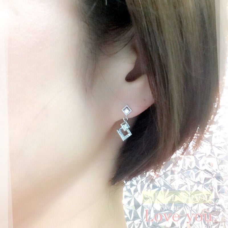 ピアス ネックレス2点 セット BOX付ラッピング無料)スクエア ピアス ネックレス2点 セット BOX付ラッピング無料)スクエア