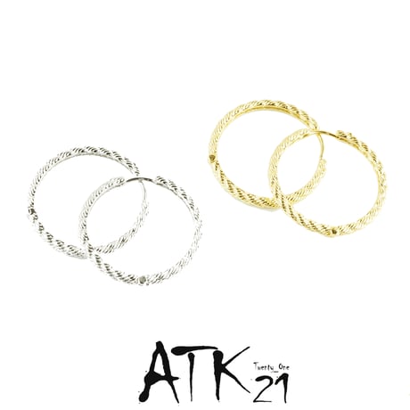 両耳用（Lサイズ2点セット）ツイスト フープピアス シンプル シルバー ゴールド レディース アクセサリー：HPB171203L