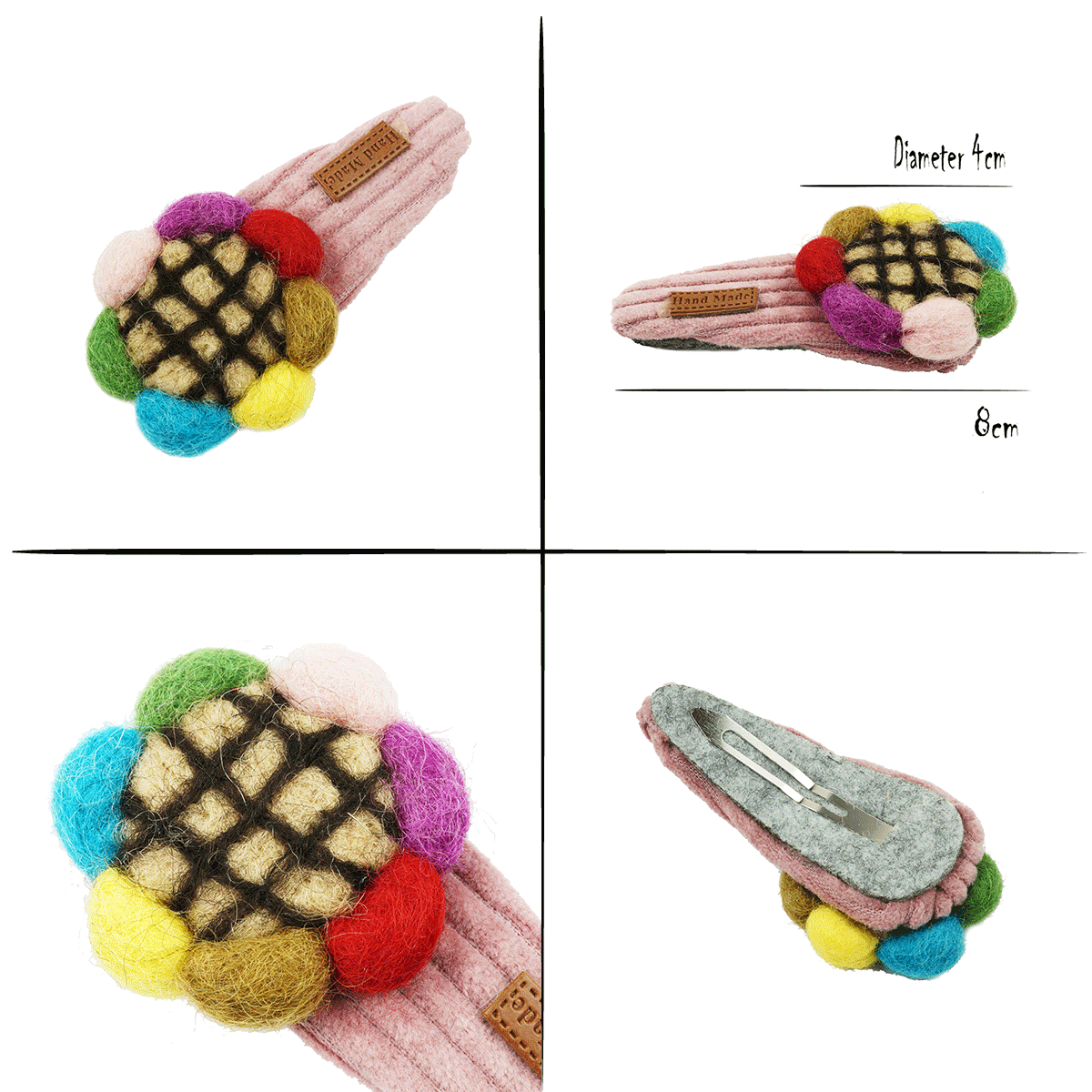 毛糸 フラワー お花 パッチンピン パッチン留め 髪留め へア