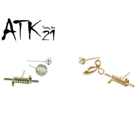 (3点セット）スタッドピアス 有刺鉄線 はさみ マイナスドライバー 18G 個性的 ユニーク メンズ レディース ユニセックス アクセサリー