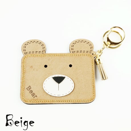 Bear くまちゃん モチーフ スエード パスケース  カードケース カードホルダー ICカード キーホルダー アクセサリー：PC180203