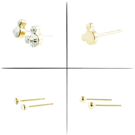 (7点セット）ミッキー モチーフ Clear クリア ゴールド セットピアス  スタッドピアス メンズ レディース  ユニセックス アクセサリー：PSS181111
