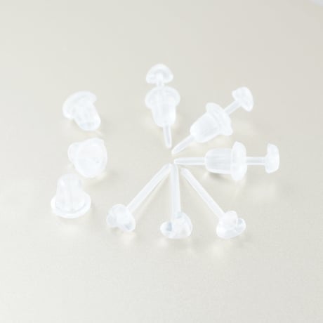 (6点セット）ハートモチーフ シークレットピアス 透明ピアス 18G ゴムキャッチ アクリル メンズ レディース ユニセックス アクセサリー：SP190101