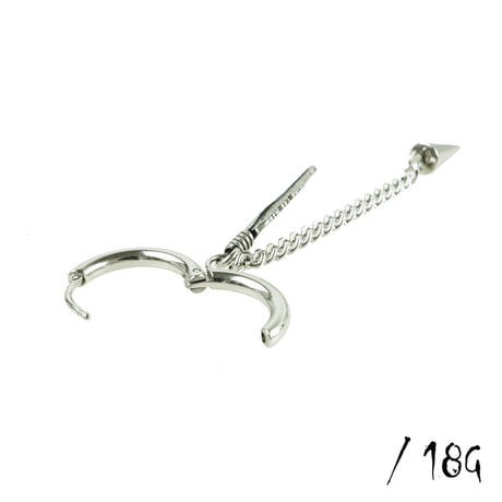 片耳用（1個売り）フープ チェーン コーン リーフ 揺れる 18G ステンレスピアス Surgical Steel 316L メンズ レディース ユニセックス アクセサリー：MPS190603