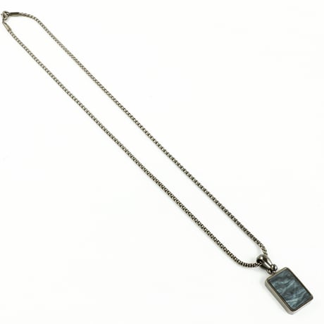 スクエア マーブル ブラック ハーリキンチェック リバーシブル 2way シンプル ネックレス メンズ レディース ユニセックス アクセサリー：MNB160802